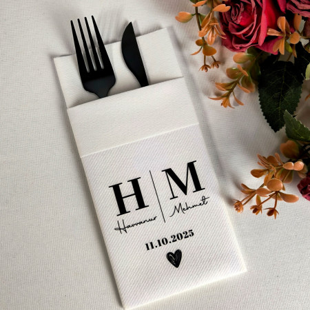 50 Adet Norac Kişiye Özel Airlaid Kumaş Dokulu Peçete - Beyaz