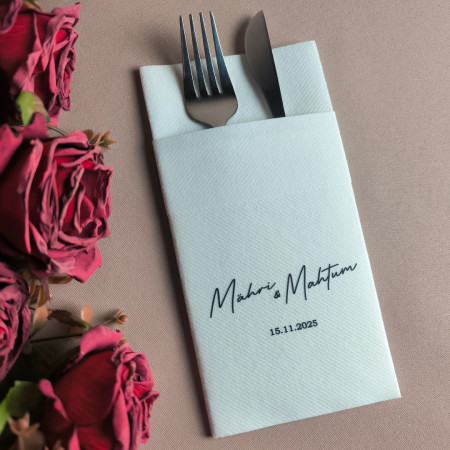 50 Adet Nou Kişiye Özel Airlaid Kumaş Dokulu Peçete - Beyaz